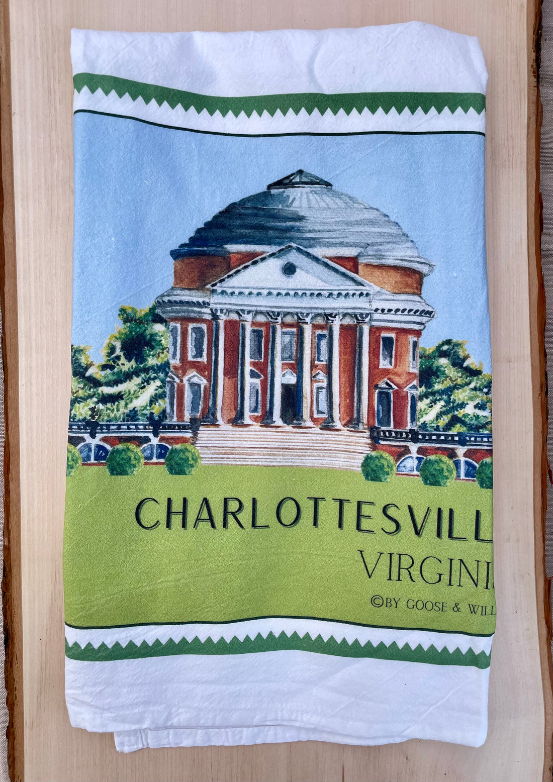 Dish Towel - The Rotunda with Green Border