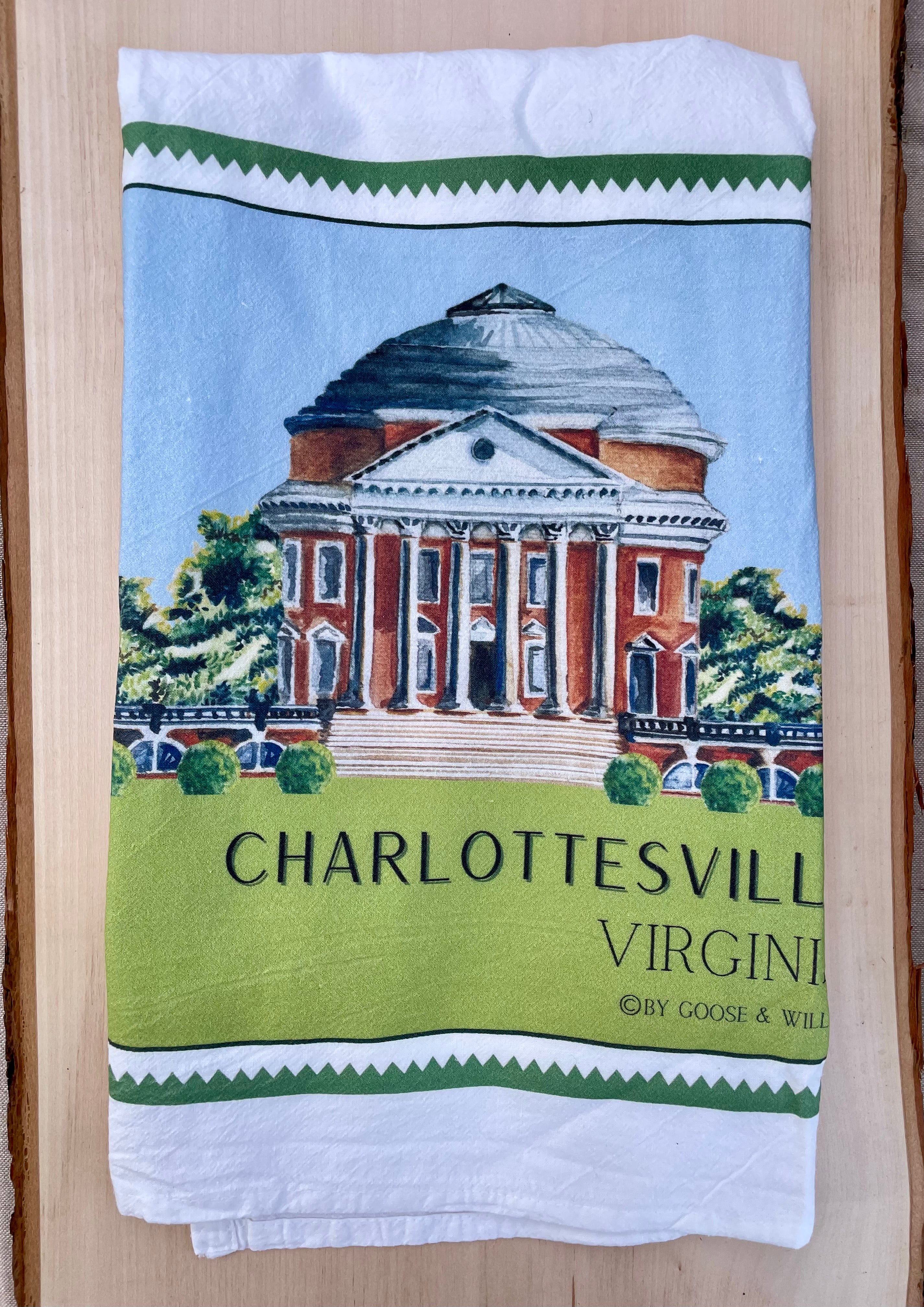 Flour Sack Towel - The Rotunda with Green Border