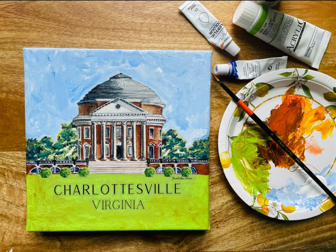 Canvas Print with Hand Painted Acrylic - UVA Rotunda