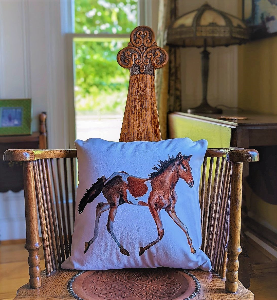 Throw Pillow - Chincoteague Pony on White Velvet