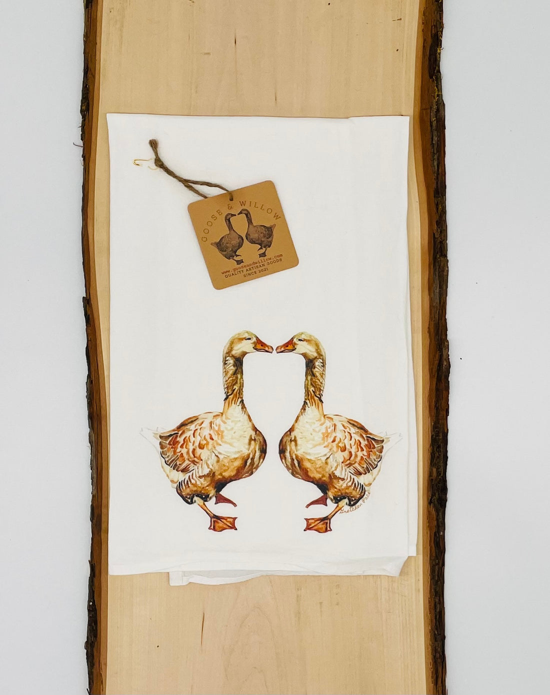 Dish Towel - Kissing Geese on Flour Sack