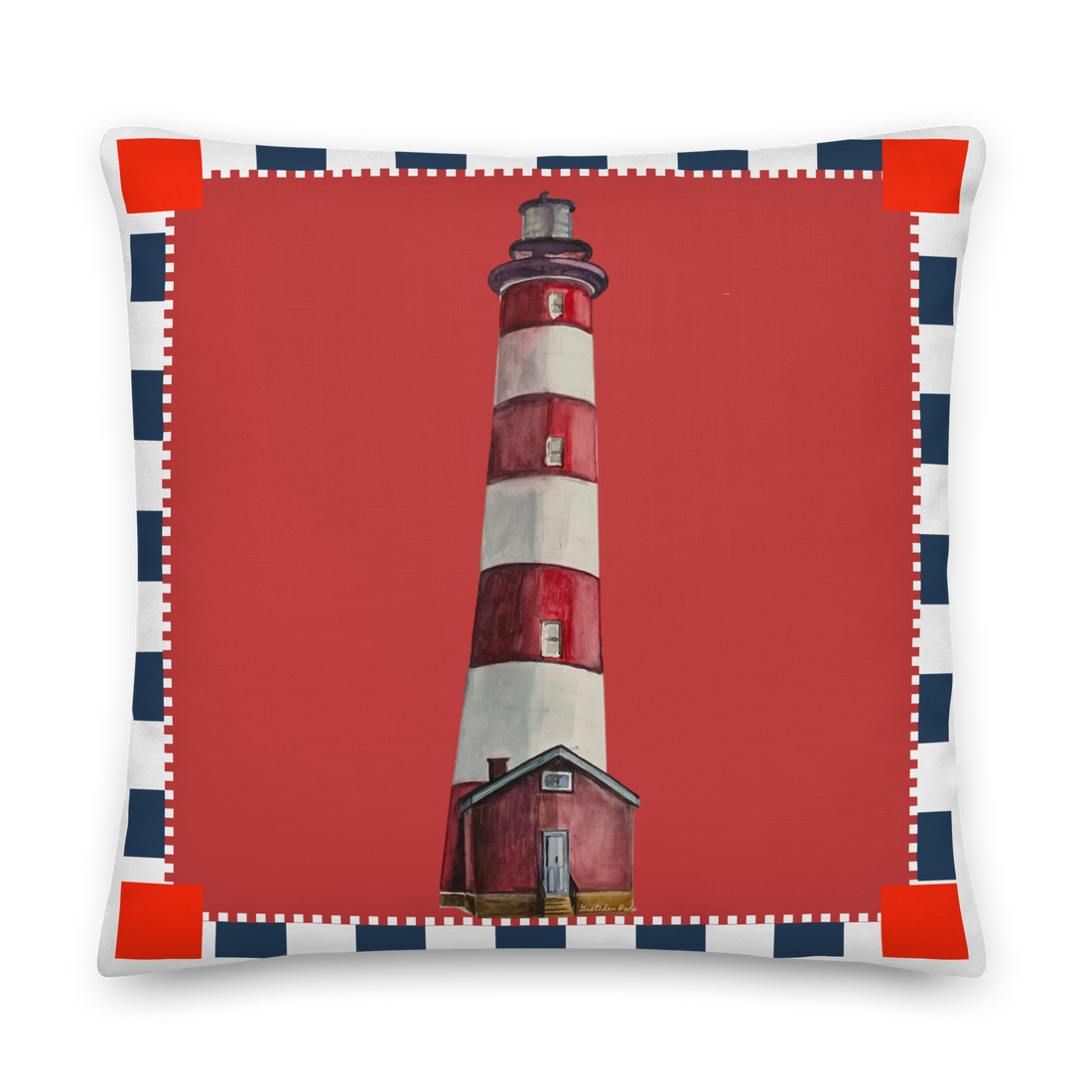 Throw Pillow - Lighthouse on Red