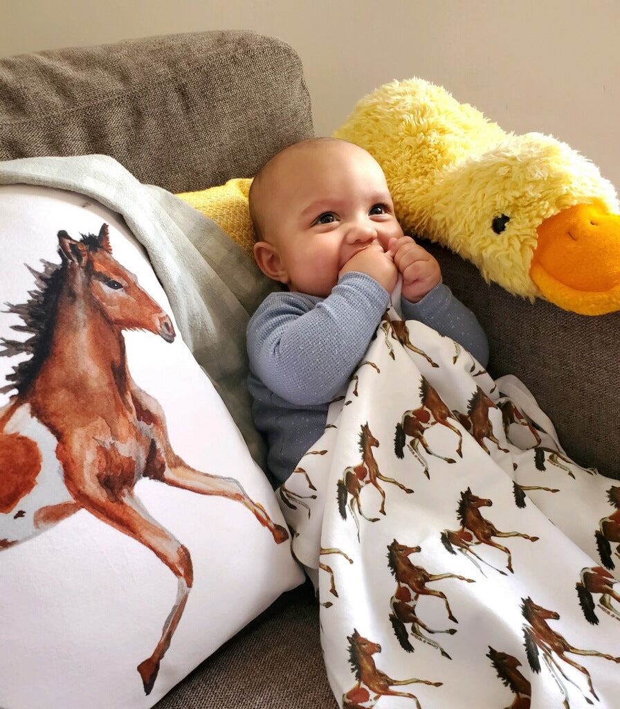 Baby Blanket - Chincoteague Pony on Organic Cotton Knit