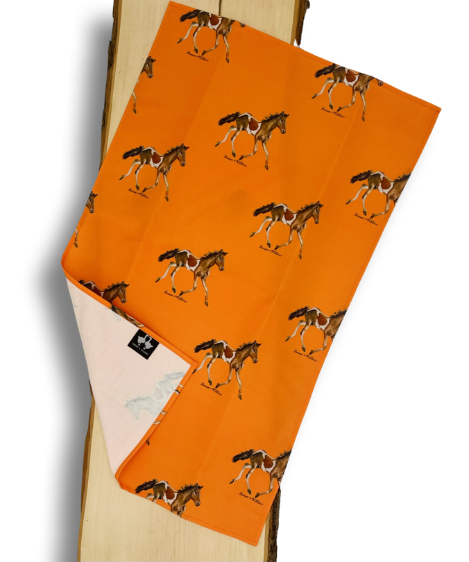 Tea Towel - Pony on Orange Linen Cotton
