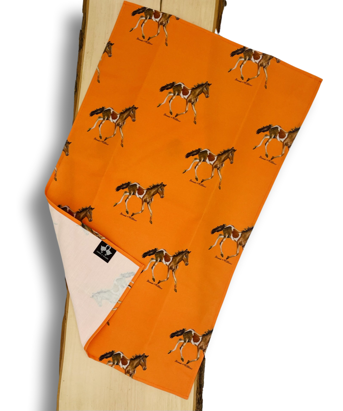 Kitchen Towel - Pony on Orange Linen Cotton