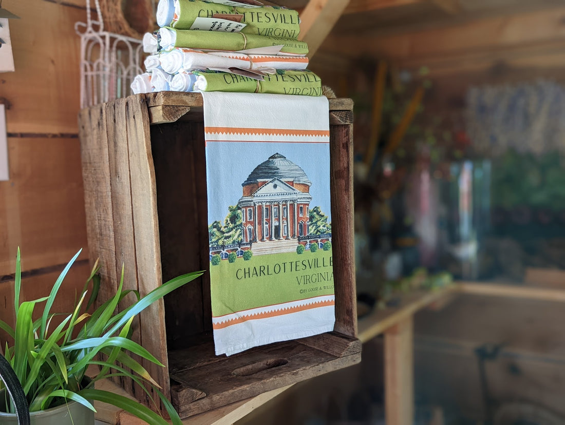 Dish Towel - The Rotunda with Orange Border