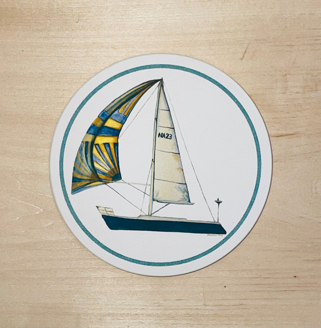 Stone Coaster - Sailboat (Circular)